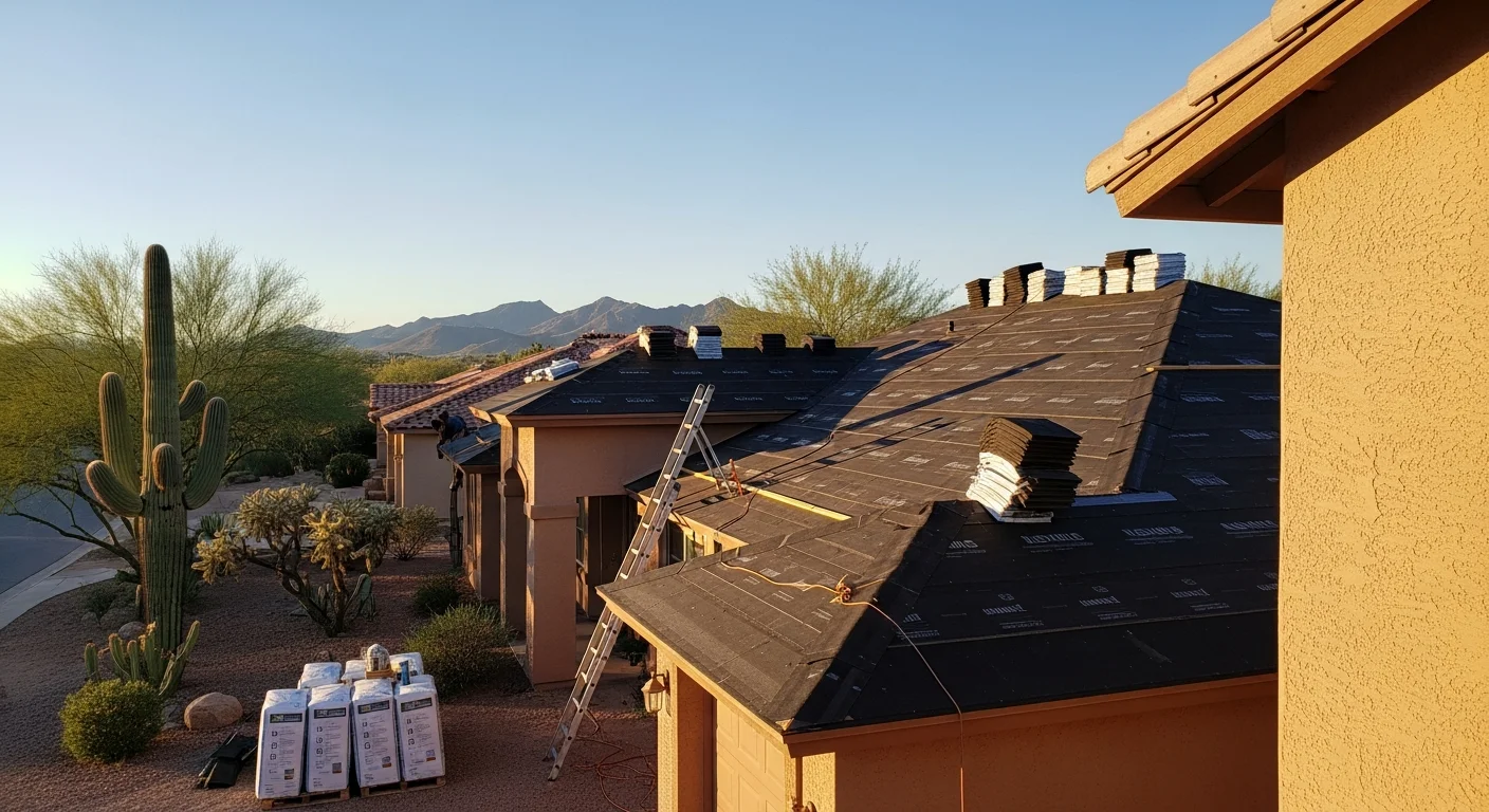 Residential property in Greater Phoenix with desert landscaping and mountain views in the background.
